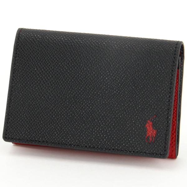 ポロラルフローレン　黒 牛革 名刺入れ 定期入れ　新品タグ付　日本製 POLO RALPH LAUREN 名刺入れ ソフトシュリンクレザー カードケース