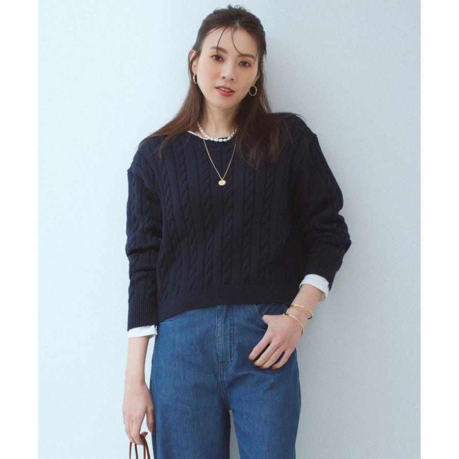 23区 【洗える】コンパクトコットンポリエステル ケーブル編み