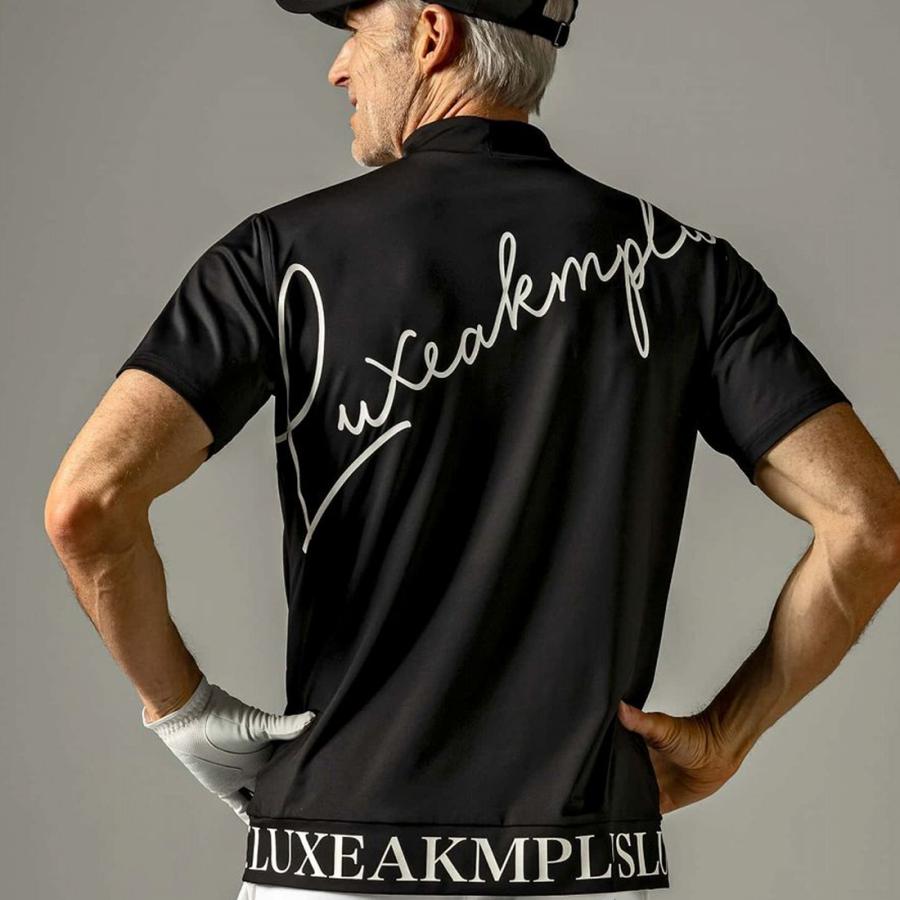 LUXEAKMPLUS(リュクスエイケイエムプラス)ゴルフ カーシヴロゴ半袖モックネックTシャツ｜0101marui｜02