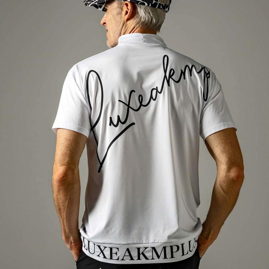 LUXEAKMPLUS(リュクスエイケイエムプラス)ゴルフ カーシヴロゴ半袖モックネックTシャツ｜0101marui｜03