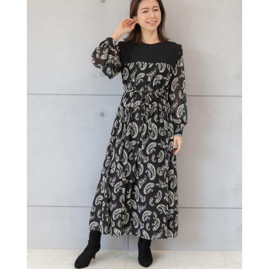 PREFERIR（プレフェリール） ペイズリー柄 切替ワンピースドレス