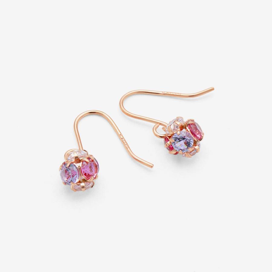 K10 ピンクゴールド キュービックジルコニア フック ピアス（Berry Pink）の画像