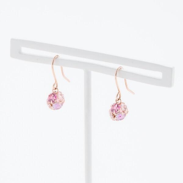 K10 ピンクゴールド キュービックジルコニア フック ピアス（Berry Pink）の画像