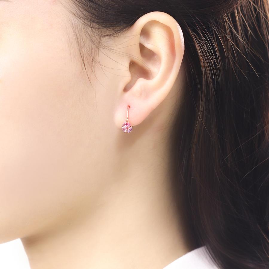 K10 ピンクゴールド キュービックジルコニア フック ピアス（Berry Pink）の画像