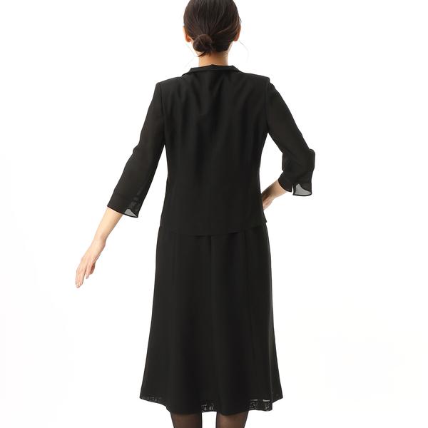 INFINEフォーマルワンピース 喪服/礼服/ブラックフォーマルスーツ】レース使い長袖ワンピース