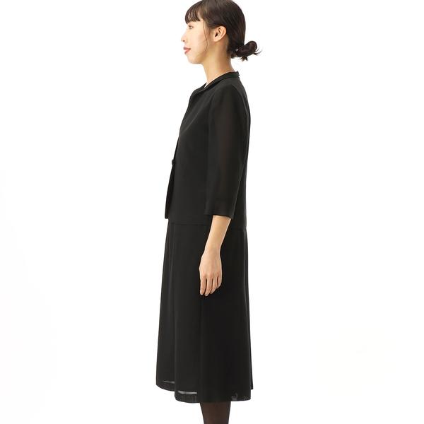 INFINEフォーマルワンピース 喪服/礼服/ブラックフォーマルスーツ】レース使い長袖ワンピース
