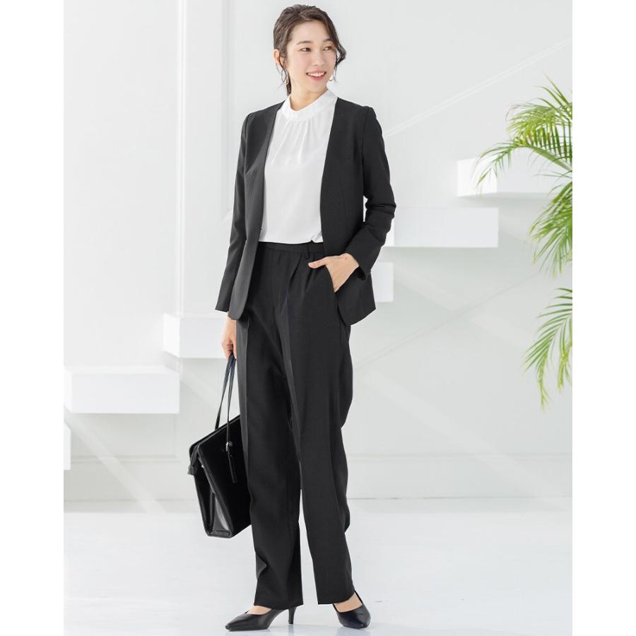 美品 23区 レディース 背抜き ブラック スーツセットアップ ストレッチ M AddRouge（アッドルージュ） 【洗える / UVカット / ストレッチ