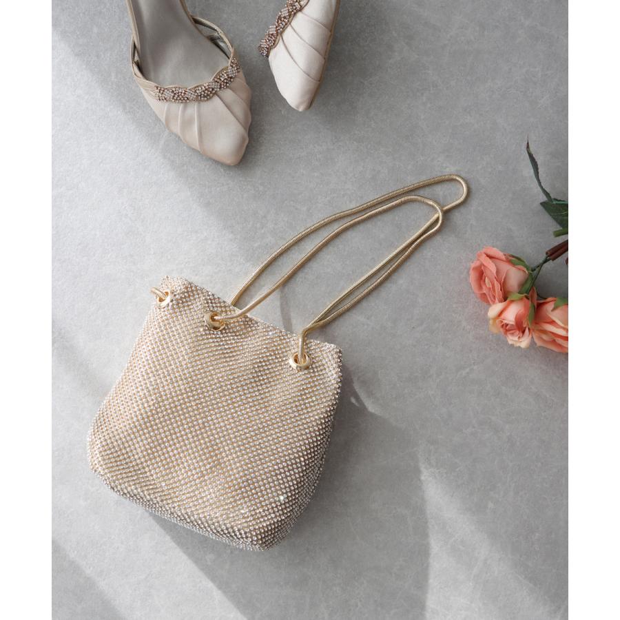 パーティバック　ラインストーン ラインストーン メッシュ巾着パーティーバッグ｜パーティーバッグ