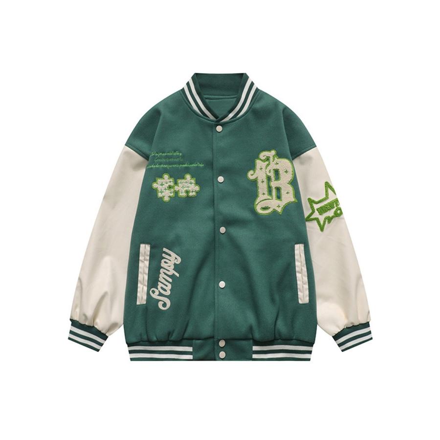 スタジャン ジャケット ワッペン ユニセックス アメカジ ワッペン 刺繍 HOOK】ユニセックスアメカジワッペン刺繍スタジャンジャケット