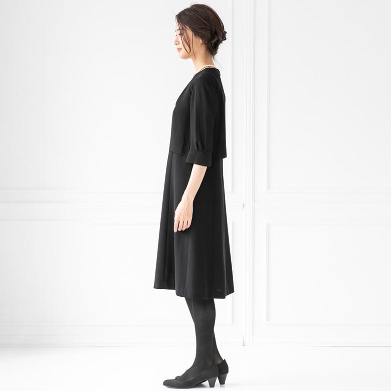 【喪服】【洗える】ノーカラージャケット＆ワンピース/ブラックフォーマル/七五三/オールシーズン