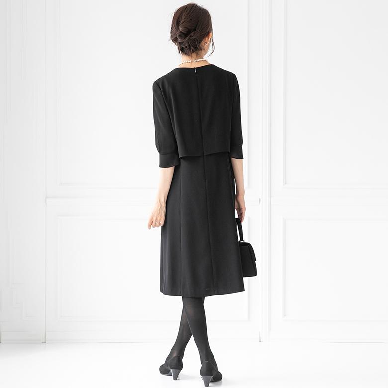 【喪服】【洗える】ノーカラージャケット＆ワンピース/ブラックフォーマル/七五三/オールシーズン