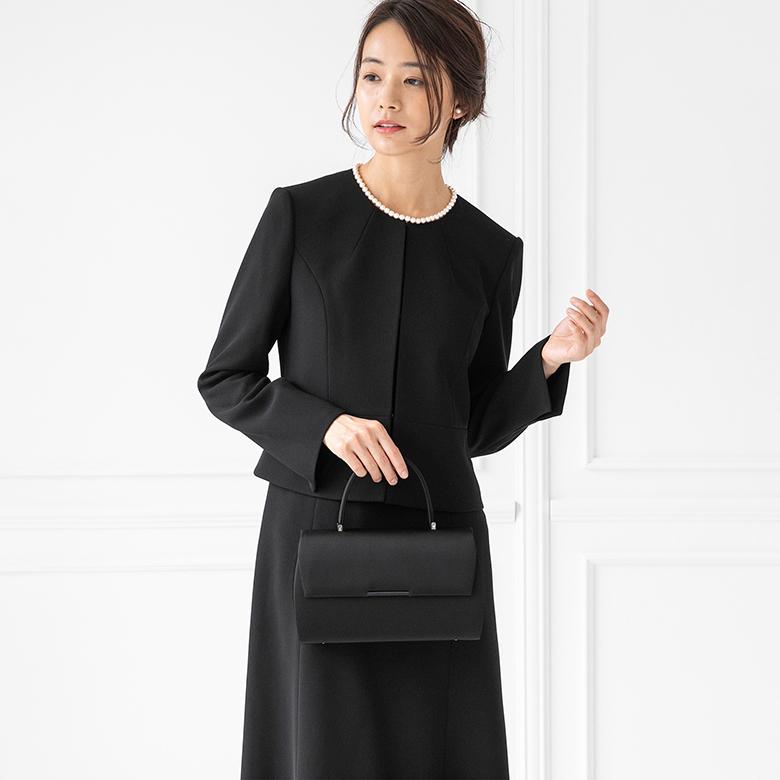 【喪服】【洗える】ノーカラージャケット＆ワンピース/ブラックフォーマル/七五三/オールシーズン