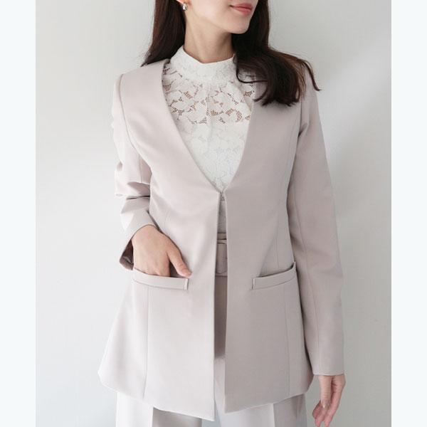 エンポリオアルマーニ ジャケット ノーカラー ブラウン レディース  