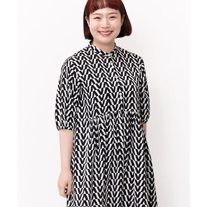 as know as olaca 大きいサイズ プリント ワンピース 異素材