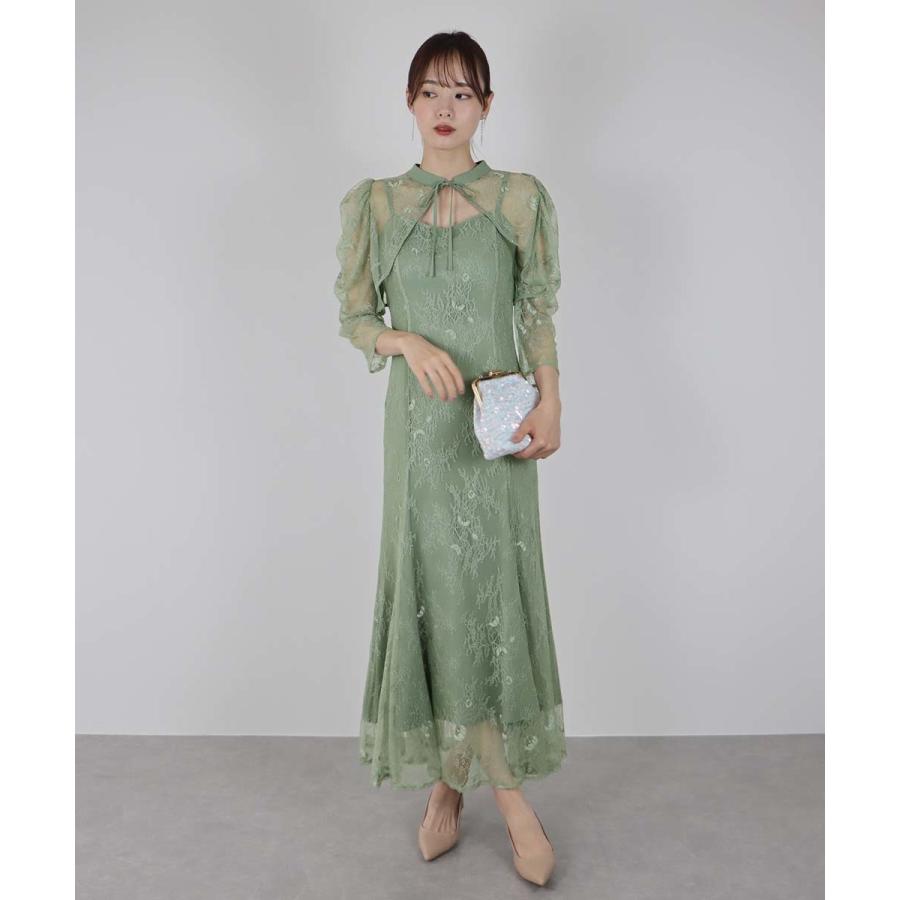 ボレロレイヤードレースパーティードレス