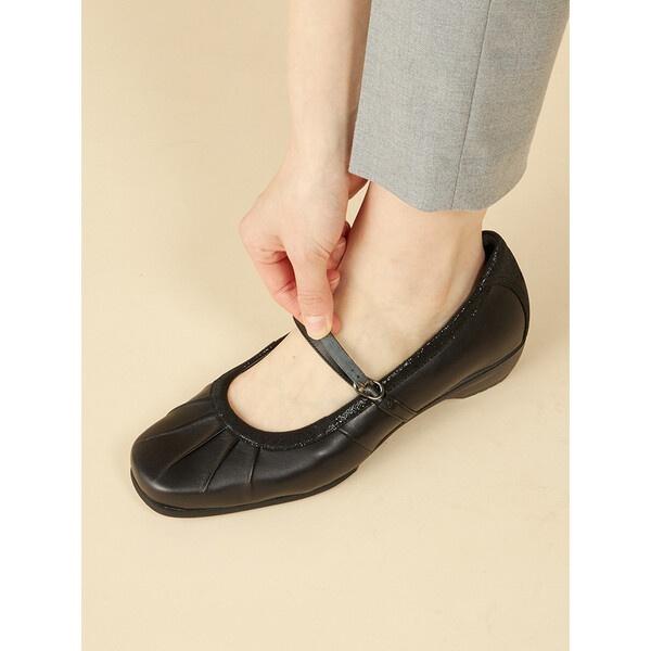 美品 アシックス ペダラ PEDALA 【24】リボン 異素材 フラットシューズ