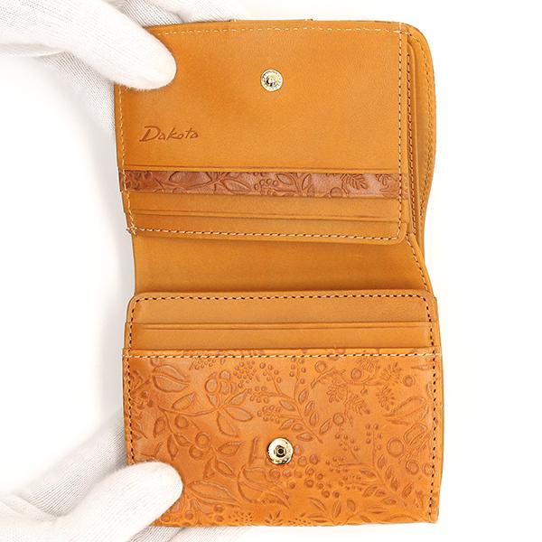 未使用　ダコタ　Dakota　ミモザ　二つ折り　財布　オレンジ　本革 Dakota ダコタ 財布 二つ折り レディース ミモザ 二つ折り財布