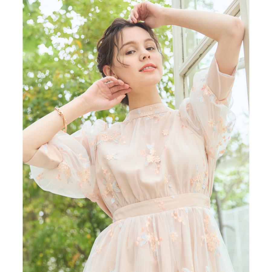 ドレスプラス（DRESS+）/チュールドレス ワンピース Aライン フレア 袖あり ミモレ丈 DRESS STAR（ドレススター） チュールドレス ワンピース Aライン