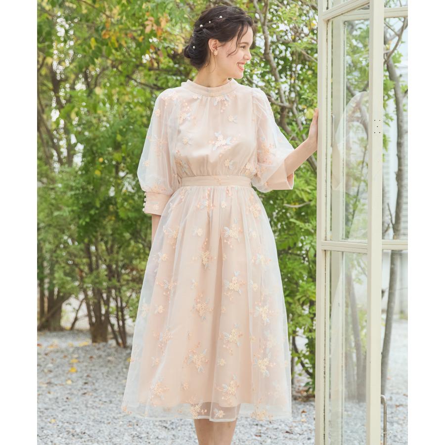 DRESS STAR チュールドレス ワンピース Aライン フレア 袖あり