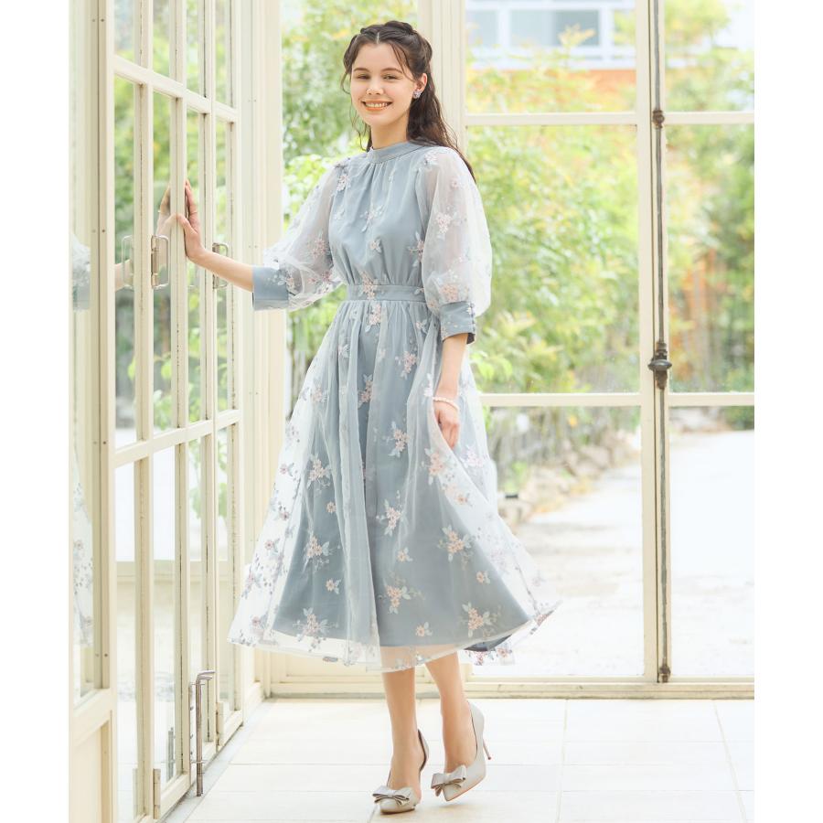 DRESS STAR チュールドレス ワンピース Aライン フレア 袖あり