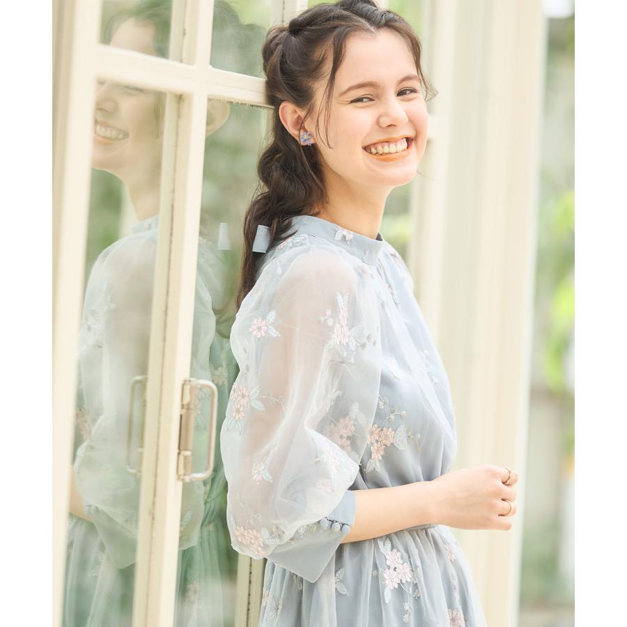 DRESS STAR チュールドレス ワンピース Aライン フレア 袖あり