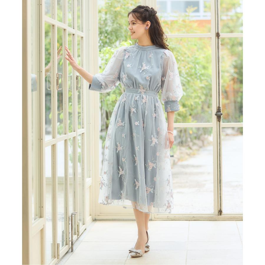 【送料無料】星柄 フリル 半袖 ミモレ丈 ドレス ワンピース Amazon | [EightSTAR Dress] パーティードレス ワンピース