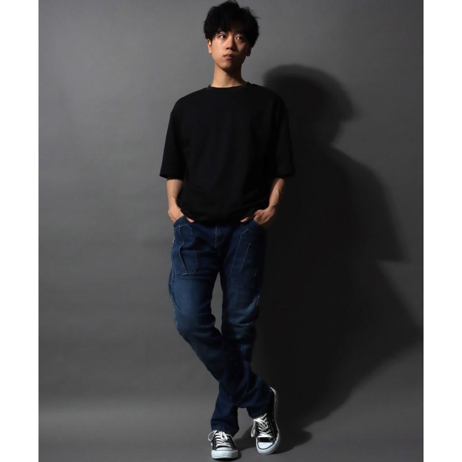 エヌハリウッド　23ss コンパイルライン　デニムカーゴパンツ　立体裁断 立体裁断 ナイロンワイドカーゴパンツ ／ テーパードワイドパンツ