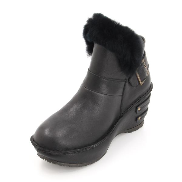 新品♪ヒナ デイ グリーン 本革リアルファーショートブーツ(M) Hina Day Green 厚底 本革 リアルファー ショートブーツ