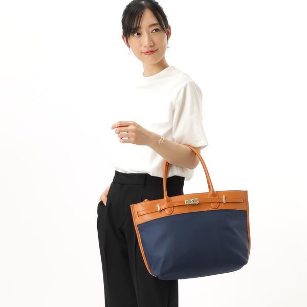 本革 レザー】 ペルケ perche / ナイロン牛革ヒネリ金具トートバッグ