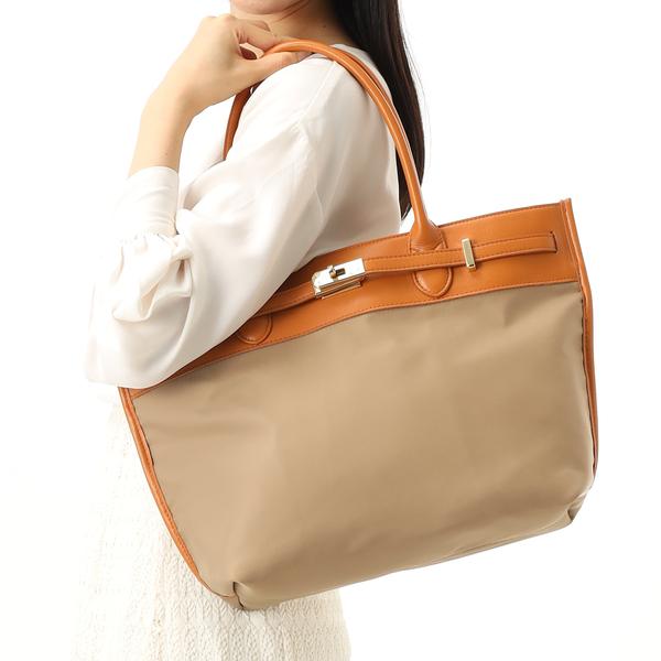 本革 レザー】 ペルケ perche / ナイロン牛革ヒネリ金具トートバッグ