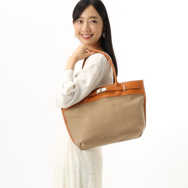 本革 レザー】 ペルケ perche / ナイロン牛革ヒネリ金具トートバッグ