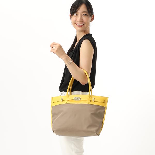 本革 レザー】 ペルケ perche / ナイロン牛革ヒネリ金具トートバッグ