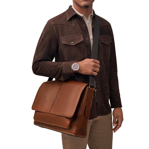 FOSSIL フォッシル メッセンジャーバッグ メンズ レザー ダーク