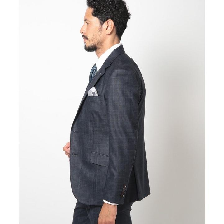 3ピース⭐︎セットアップスーツ グレンチェック ネイビーブルー L相当 ブライト杢グレンチェックスーツセットアップ＜スリーピース対応