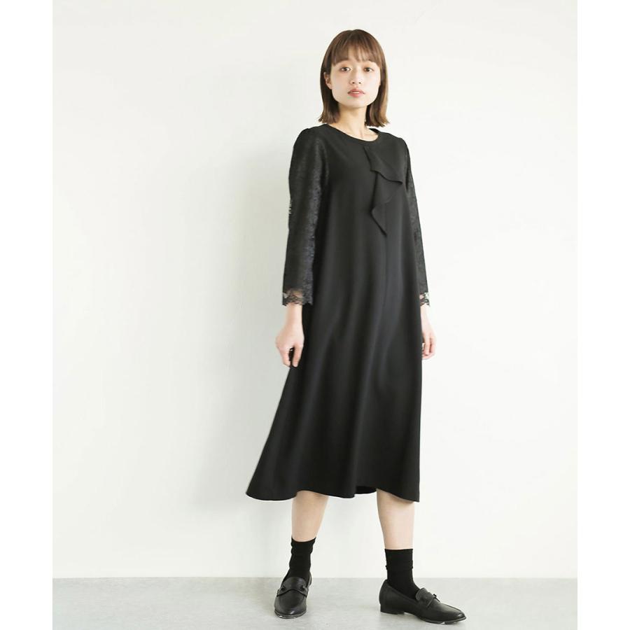 喪服・礼服【洗濯機で洗える】お袖スカラップレース切り替えデザイン