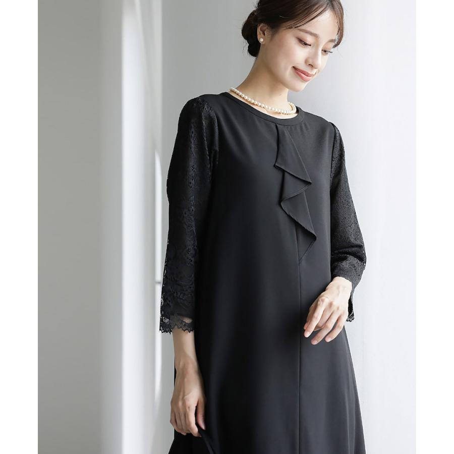喪服・礼服【洗濯機で洗える】お袖スカラップレース切り替えデザイン