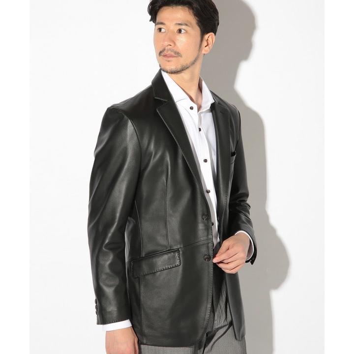 上質本革】バナナリパブリックラムレザーテーラードジャケット皺加工M