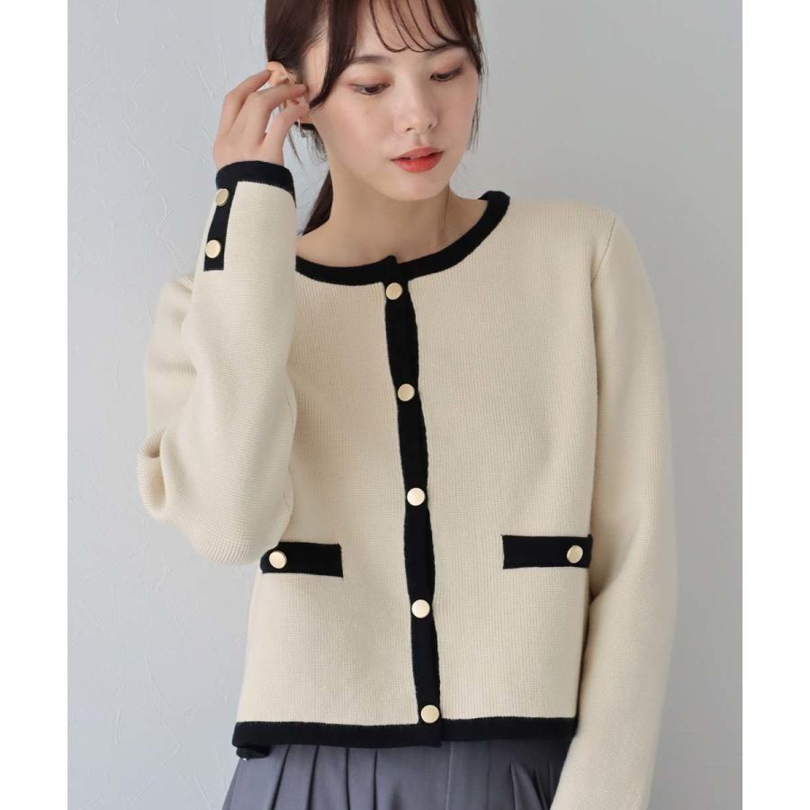 金釦ノーカラーニットジャケット 金ボタンノーカラーニットジャケット – BLUE ONLINE