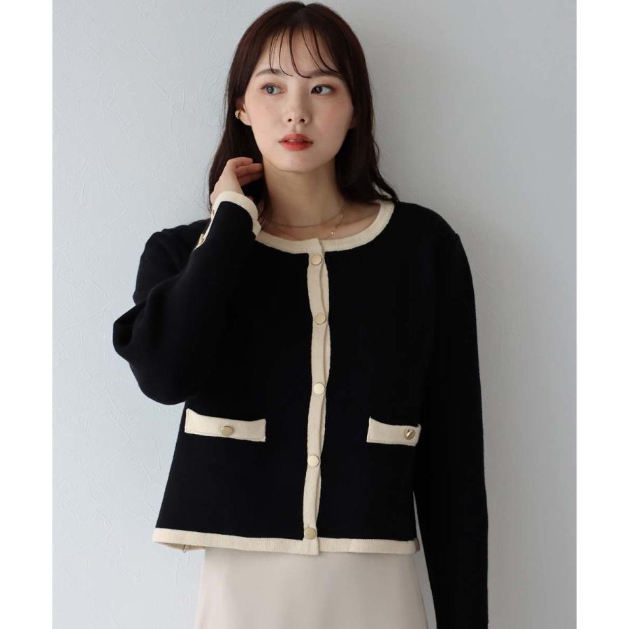 金釦ノーカラーニットジャケット 金ボタンノーカラーニットジャケット – BLUE ONLINE