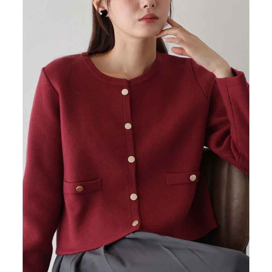 BLUEEAST（ブルーイースト） 金ボタンノーカラーニットジャケット