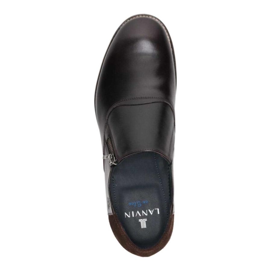 LANVIN en Bleu サイドメタルジッパー プレーントウスリッポンシューズ