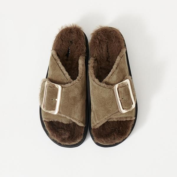 新品　mohi モヒ　ベルト付き　ムートンファーサンダル MOHI サンダル MOHI/モヒ 厚底 ダブルベルトファーサンダル