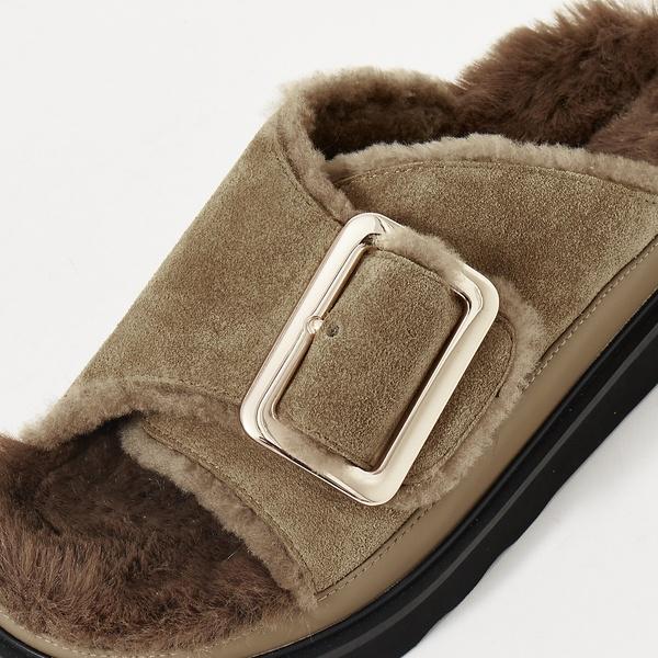 【MOHI/モヒ】ファーサンダル シングルベルト　23cm MOHI サンダル 「MOHI/モヒ」ファーサンダル シングルベルト