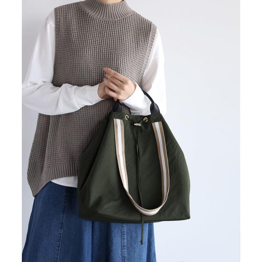 nouer WEBmall限定カラー ラインテープ2WAY巾着トートバッグ