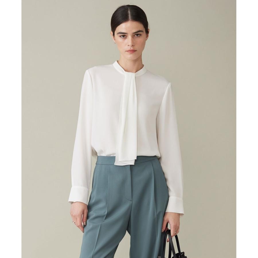 新品　ICB スカーフタイ長袖ブラウス ICB 【WEB限定カラーあり・速乾・洗える】BackSatinAmunzen スカーフ