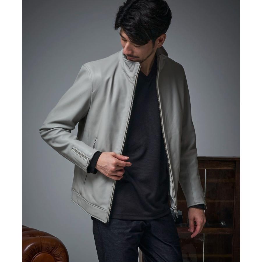 TETE HOMME 【WEB限定】ラムレザーシングルライダースジャケット