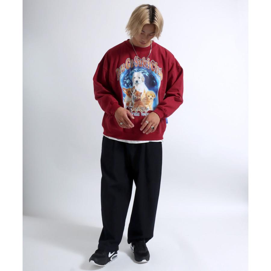 犬が世界を救うフォトプリント ＆ リンガーT スウェットトレーナー 裏