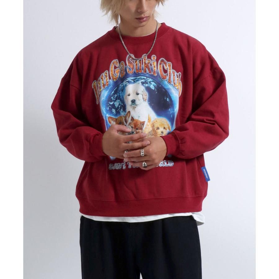 犬が世界を救うフォトプリント ＆ リンガーT スウェットトレーナー 裏