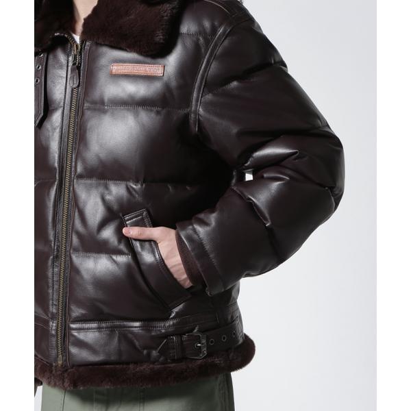 LEATHER DOWN BOMMER JACKET ／ レザー ダウン ボマー ジャケットの画像