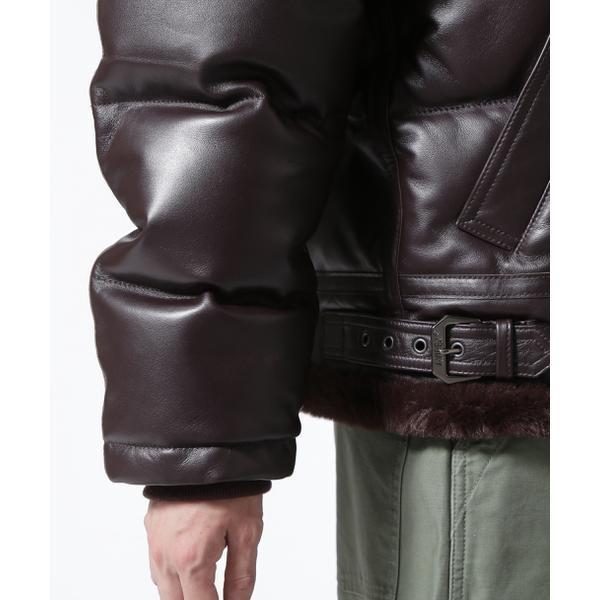 LEATHER DOWN BOMMER JACKET ／ レザー ダウン ボマー ジャケットの画像